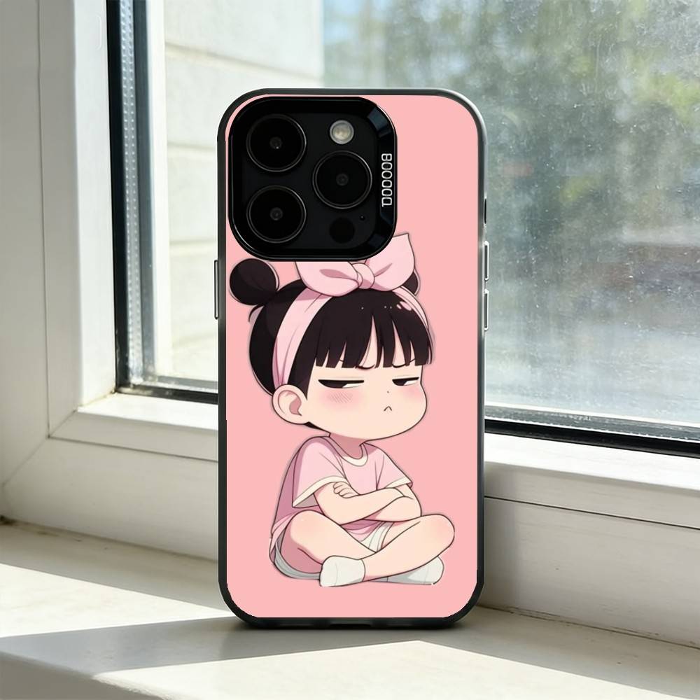 Cute Angry L-Little Girl Phone Case For iPhone 17,16,15,14,13,12,11 Plus,Pro Max,XS,Colored Silver Plated Inside Cover