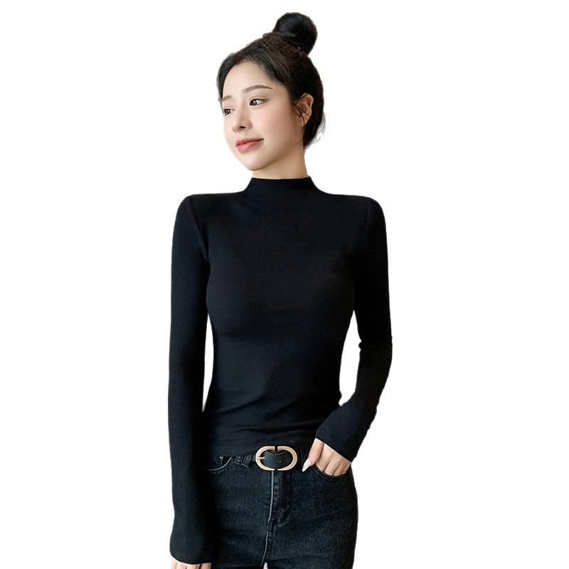 Women S Fleece Lined Half Turtleneck Slim Fit Thermal Base Layer Top