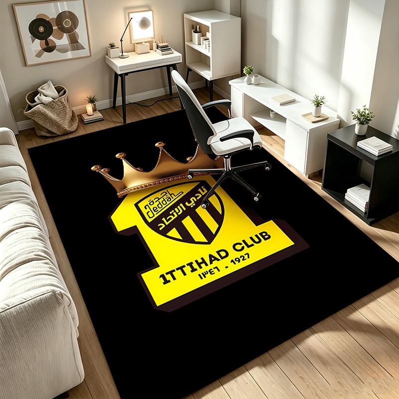 Al‑Ittihad FC A rug suitable for office chair areas living rooms and computer desks perfect for home offices and an ideal holiday gift