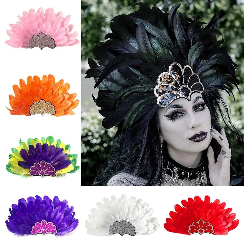 Brazilian Carnival Feather Headpiece Stage Performance Feather Headdress  Hawaiian Party Accessory