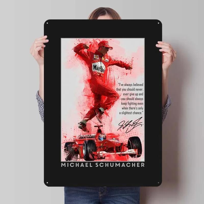 Michael Schumacher Metalowy Znak Plakaty Wyścigowe Dekoracja Dekoracja Ścienna Dekoracja Pokoju Dziennego Mężczyzna Vintage Elementy Dekoracyjne do Domu Mural Artystyczny