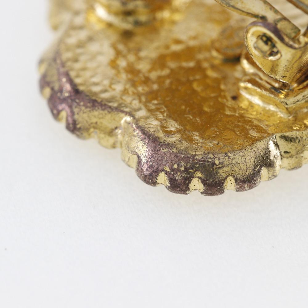 Chanel Earring Vintage Plated Gold Flour 17.4g Women Used