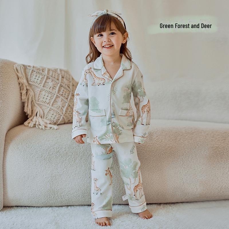 

Детский хлопковый пижамный комплект для мальчиков и девочек - Легкая, осенняя домашняя одежда 80 cm