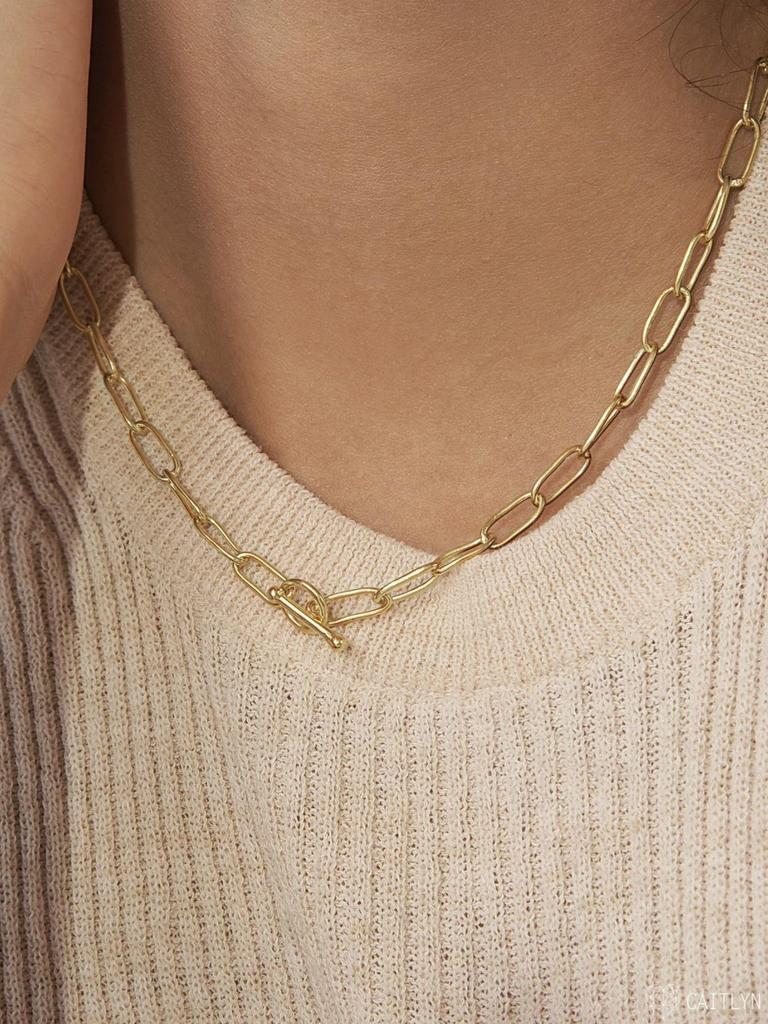 Classic Minimalist Paperclip Necklace with OT Clasp – Versatile European & American Fashion Jewelry Choker