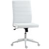 Ergonomic and Adjustable Office Chair with Curved Backrest, In PU Leather and Steel, 58x53x97-107 Cm, White