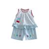 Girls Cherry Star Patch Vest And Polka Dot Pants Set Cute Baby Summer Casual Two Piece Outfit For Kids