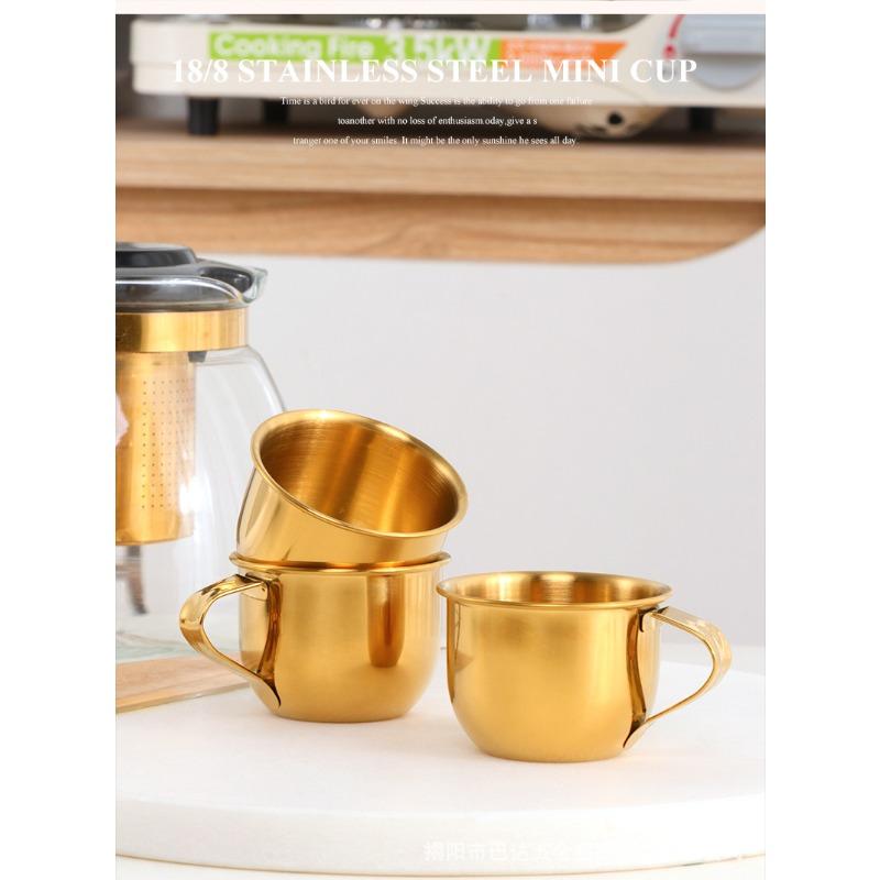 304 stainless steel mini cup, small wine cup, mouth cup, tea cup, coffee cup, casual cup, children's small water cup with handle