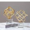 Geometric Metal Ornaments Crystal Base Crafts Desk Decoration Gold/silver Artwork Statue Modern Home Decor