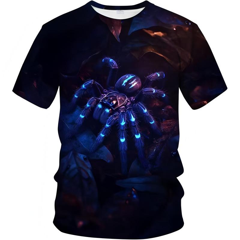 Street Fashion Men's Clothing 3D Digital Printing Spider Graphic T-shirt Round Neck Short Sleeved New In Tops Funny T-shirts Men
