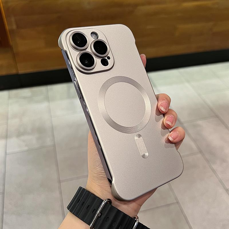 "Magnetic Frameless Case for iPhone 14 Pro/15 Plus with Heat Dissipation"