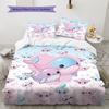 Pink Gradient Cartoon Pattern Bedding,Quilt Set Quilt Cover Pillowcase Home Birthday Gift (1 * Duvet Cover + 2 * Pillowcase, Without Core)