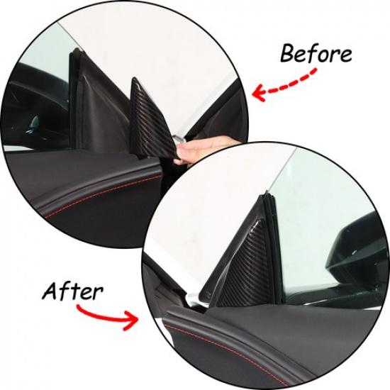 ABS Carbon Interior A-Pillar Triangle Panel Trim Cover For Corvette C8 -2024