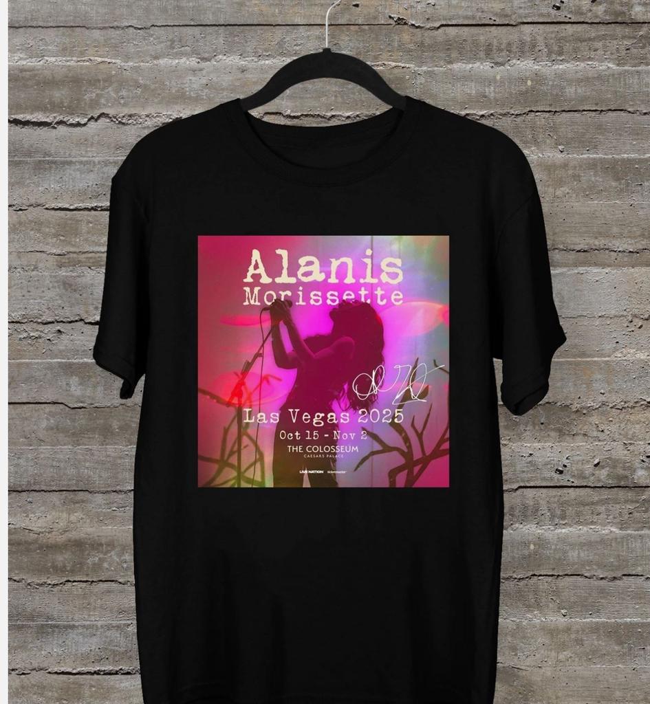 NEUES Alanis Morissette 2025 Las Vegas Schwarzes T-Shirt in allen Größen