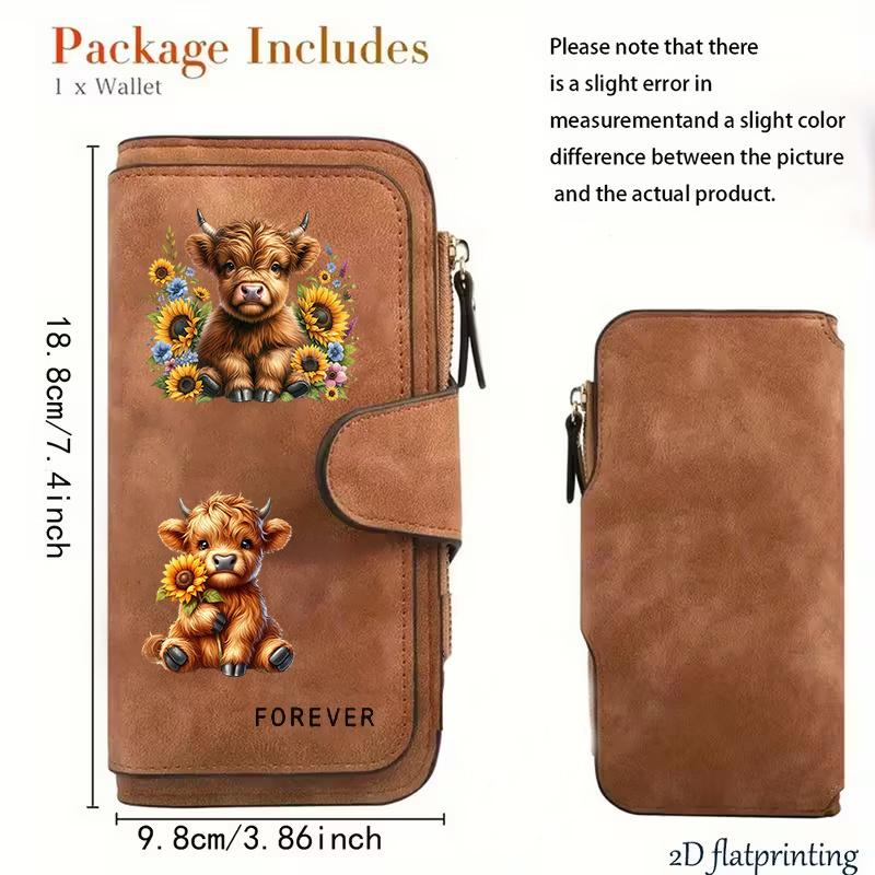 Scottish Highland Cow Women's Long Wallet 1pc Multi - functional Snap Coin Purse Cat Lovers Gift Daily Commute Outdoor Travel Family Use Model