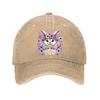 Easter Bunny Hunting Crew Washed Denim Baseball Cap Floral Adult Adjustable Casual Outdoor Hat
