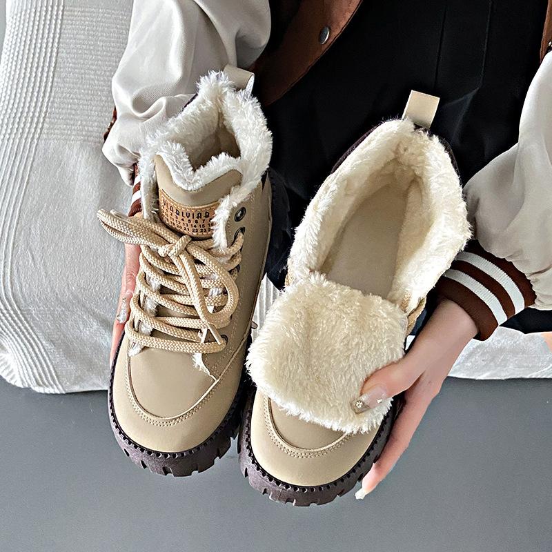 High-Top-Schuhe Damen neu Winter Samt warm vielseitig Student große Baumwollschuhe Muffin Freizeitschuhe Tide