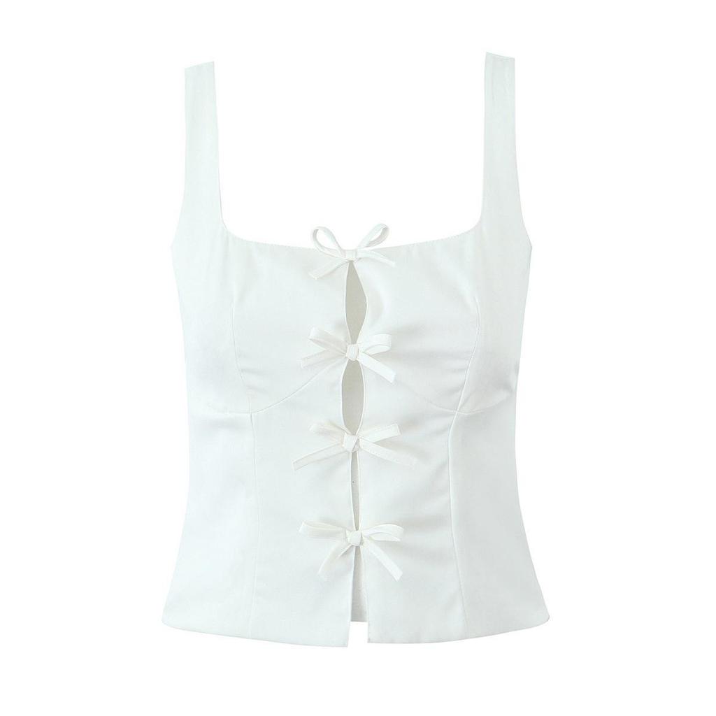 European & American Women's Bow-Decorated Camisole Top D79771