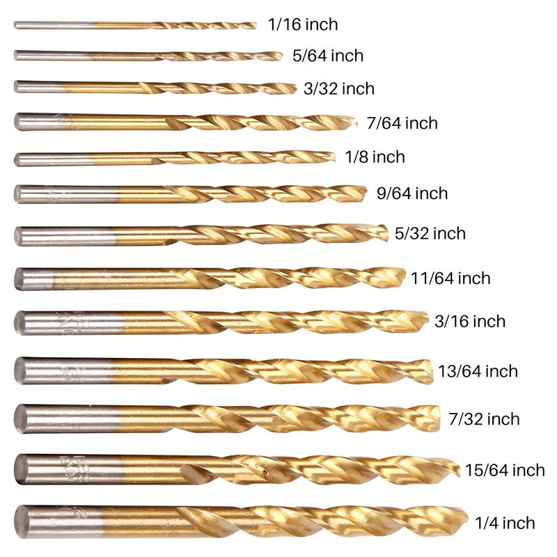 ABBY-13Pcs Left Handed Drill Bit Set Extractor Drill Bits For Metal Power Tools Accessories With Titanium Nitride Coating