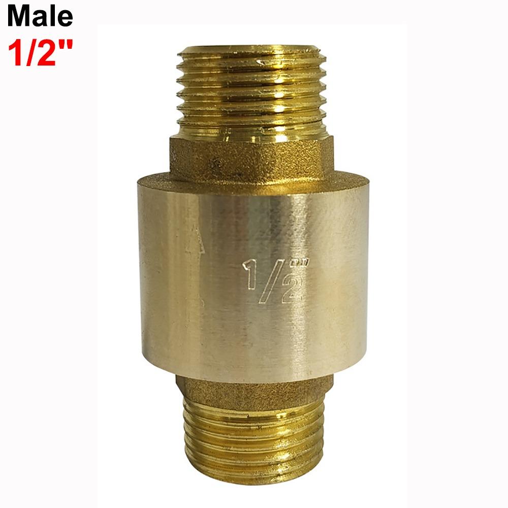 BSPT Thread Brass Check Valve Male To Mal Spring Check Valve Durable Pipe Check Valve