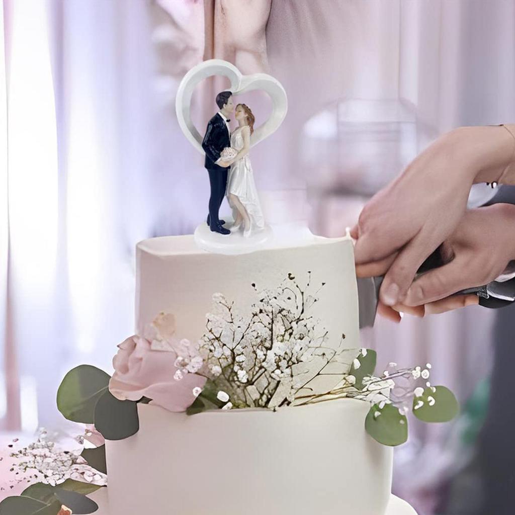 Wedding Cake Topper Statue Resin Bride and Groom Cake Figurines Decorative Sculptures Cute Ornaments for Party Favors
