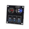 3 Gang LED Rocker Switch Panel Boat Truck Car Lights Toggle Buttons Circuit Breaker USB Chargers Power Adapter Voltmeter 12/24V