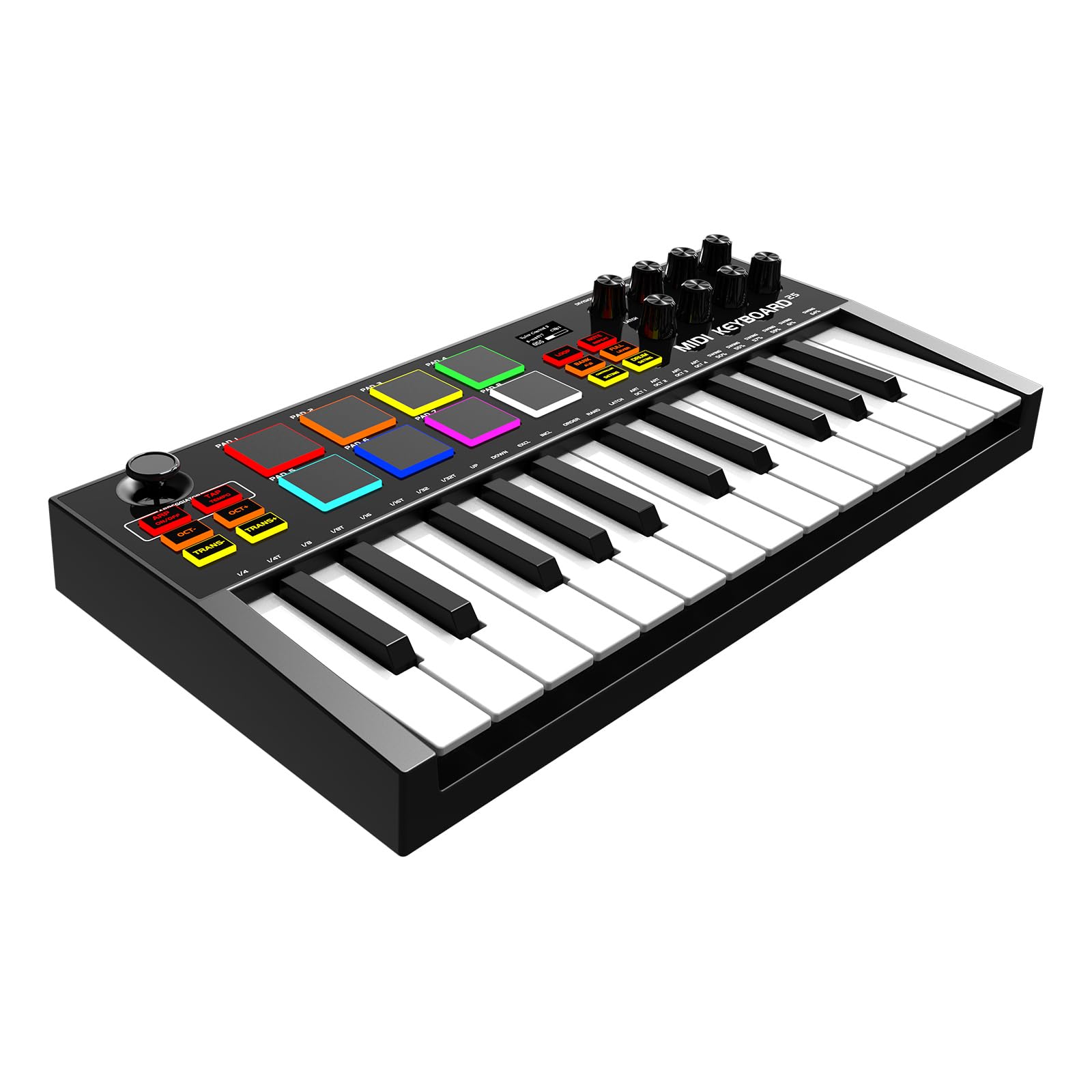 

OYAYO MIDI 25 Velocity 8 Backlit Drum 8 MIDI ARP Pitch Music Production Software Included Keyboard, Keys, Sensitive, Pads, Knobs, Compatible, Built-in чорний