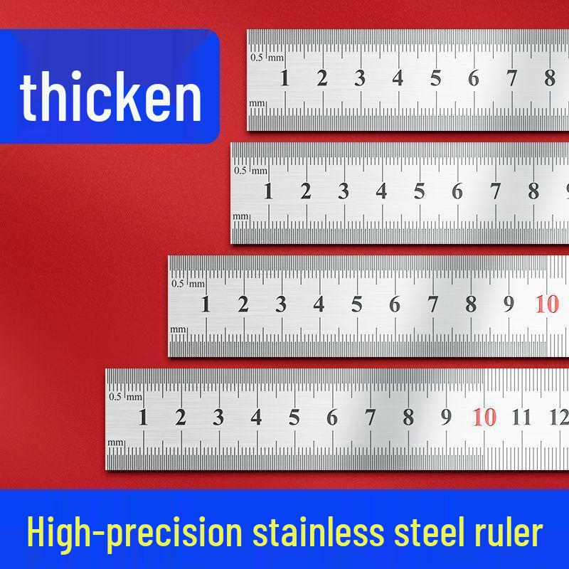 Stainless Steel Ruler - Available in 15/20/30/50cm and 1 Meter, Thickened Plate Straight Scale Ruler
