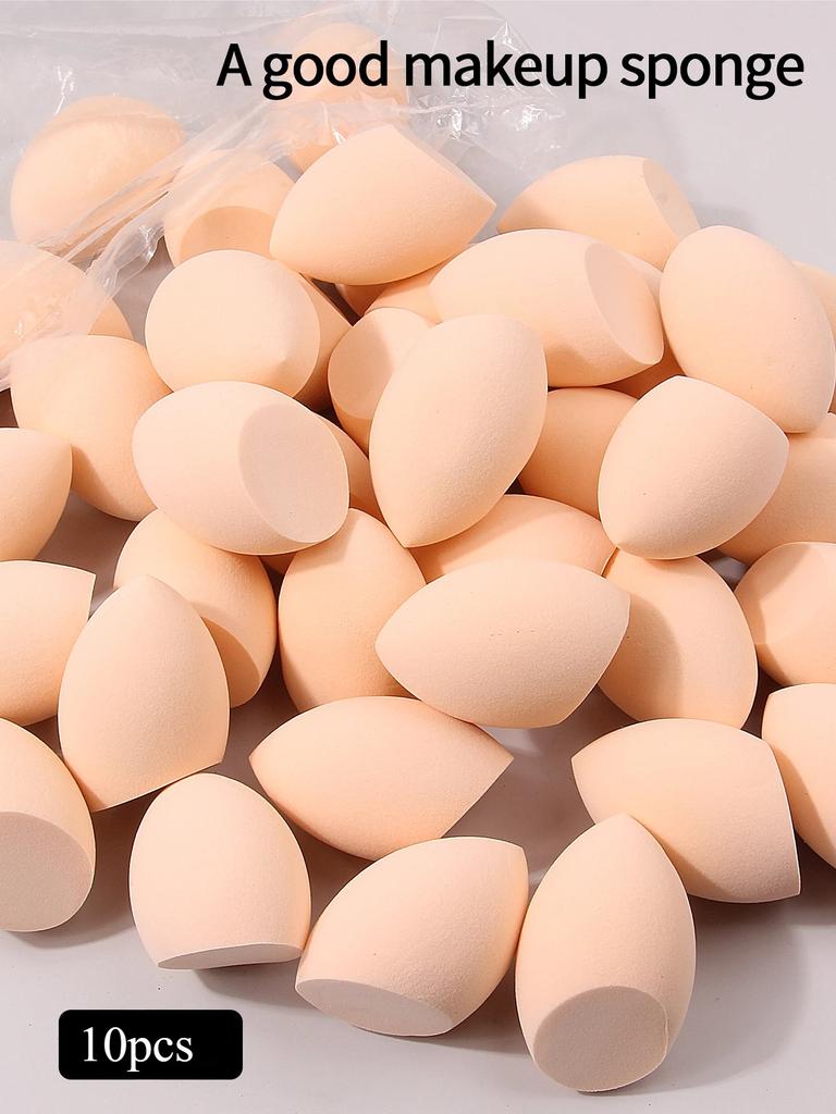10pcs Powder Blending Makeup Sponge Beauty Egg Set For Liquid Cream And Powder, Multicolor Without Latex Suitable For All