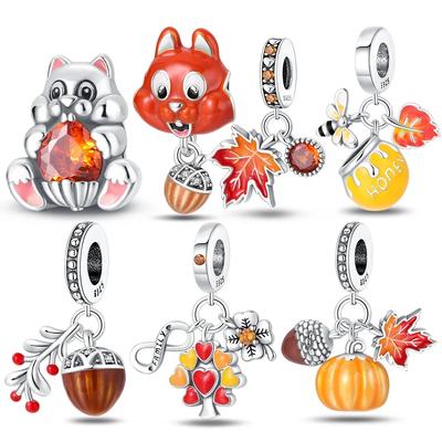 Copperpendant Autumn Style Series Pine Cone Squirrel Tree Of Life Fit Women'S Bracelet Making Jewelry Gift