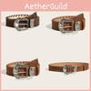 Carved Fashionable Metal Buckle Women Casual Suede Waist Belt For Daily Use