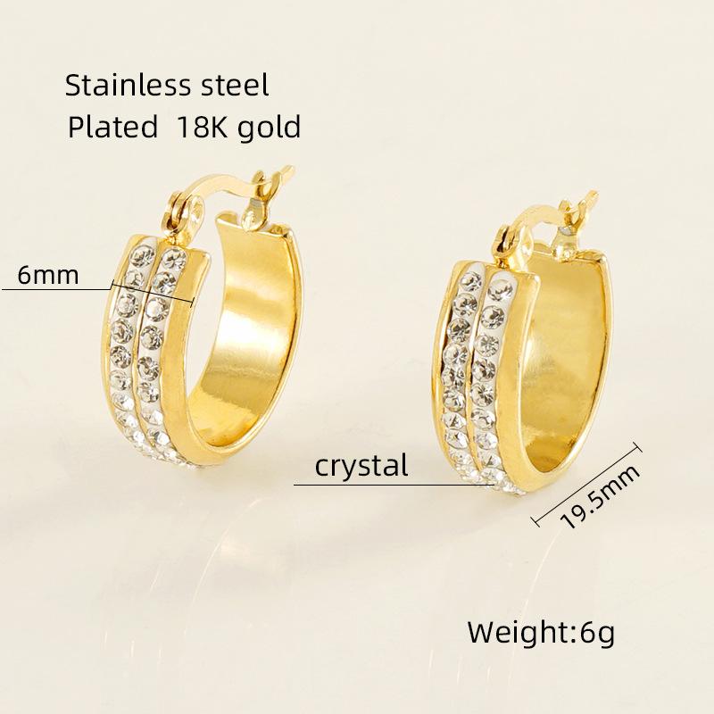 New titanium steel color-retaining gold-plated diamond-encrusted earrings niche design high-end elegant temperament earrings