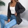 Early Autumn Casual Hollowed-out Lantern Long-sleeved Cardigan Sweater Mid-length Coat Women's Clothing