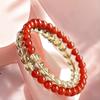 High-End Red Agate and Yellow Crystal Bracelet: Elegant Fashion Jewelry for Women and Couples