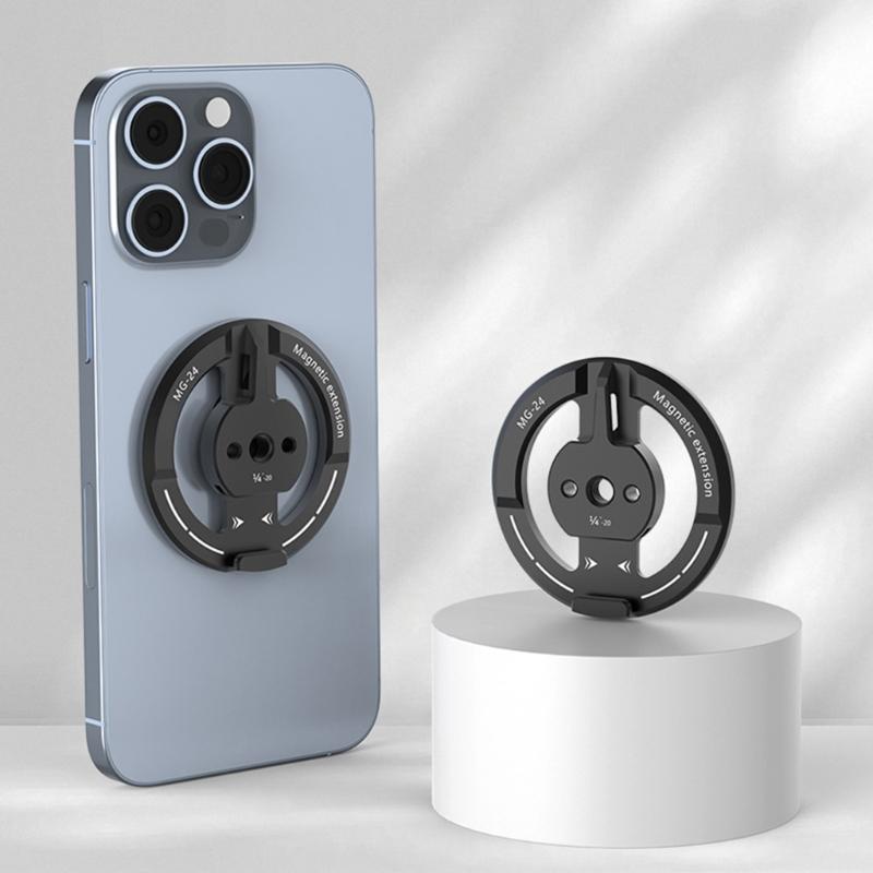 Strong Metal Magnetic Phone Tripod Mount Holder Works On 1/4 Thread And Cold Shoe Linkage For Camera Support
