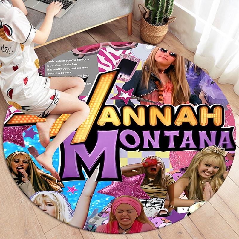 Hannah Montana Okrągły Dywanik, Dywan do Salonu, Sypialni, na Sofę, do Pokoju Zabaw, Antypoślizgowa Mata Podłogowa