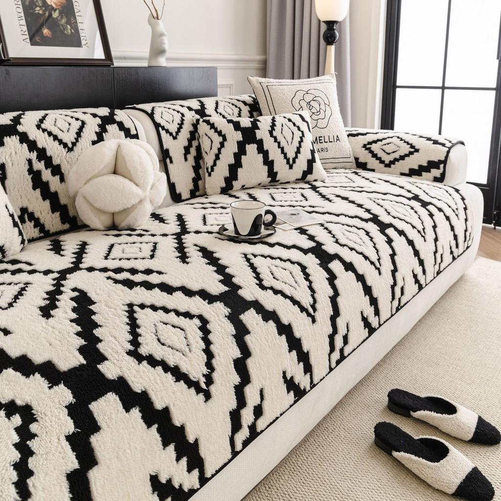 Simple Thick Plush Sofa Cover Modern Soft Comfortable Dust-proof Seat Pad Durable Non-slip Furniture Protector for Living Room