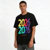 2026 New Year Themed Color Block Digital Print Casual Versatile Top Pure Cotton T-shirt