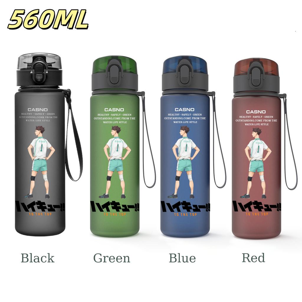 Anime Haikyuu Sports Water Bottle Leak Proof Frosted Plastic Cup Portable Rope Fitness Outdoor Travel 560ML with for Kid Friendly Entertaining Fun