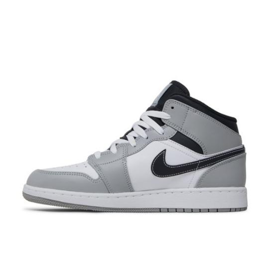 Air Jordan 1 Mid GS Light Smoke Grey Retro Sneakers 554725-078