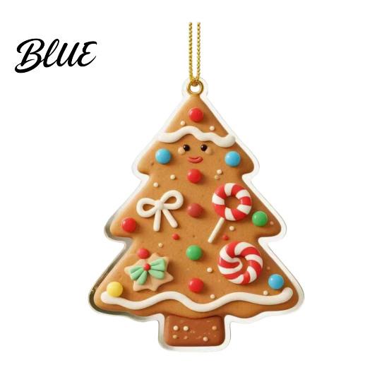 Car Rearview Mirror Accessories Gingerbread Christmas Tree Pendant, Double-sided Acrylic Hanging Ornament for Unique Interior Decorations Holiday Home