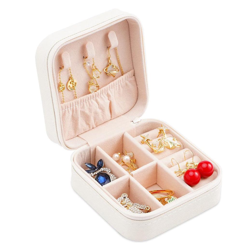 Large Capacity Jewelry Box for Stud Earrings and Rings - Portable Leather Storage with Letter Design