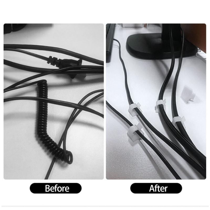 60 Piezas Clip Adhesivo Resistente para Cables Clip de Seguridad para Cables Clip de Gestión de Cables Clip Fuerte para Cables para Uso en el Hogar y la Oficina