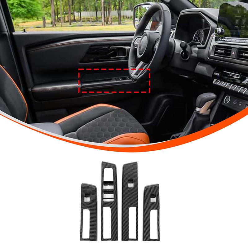 ABS Carbon Fibre For Mitsubishi Triton L200  2024 Interior Accessories Window Switch Steering wheel Gear Shift Panel cover