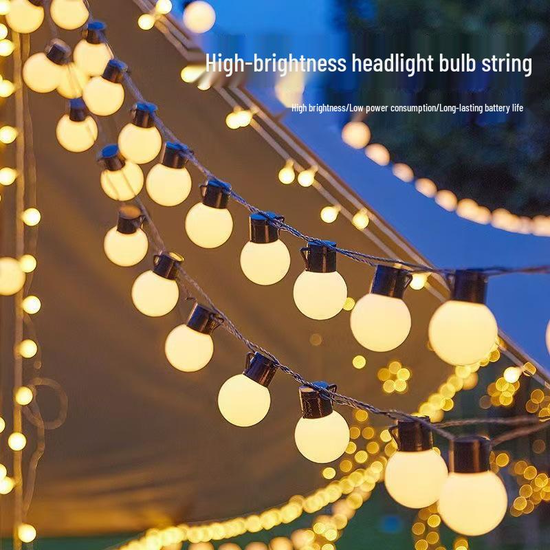 Outdoor Solar LED Globe String Lights for Festivals & Camping - Super Bright Decorative Atmosphere Lighting for Courtyard & Canopy