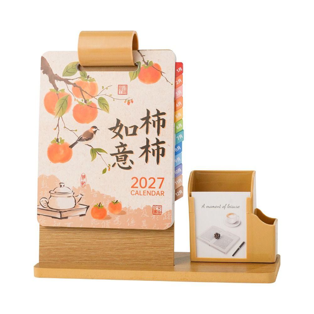 Multifunctional Pen Holder Calendar Pen Holder 2027 Calendar Organizer Business Gift