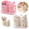 Minimalist Brush Holder 3D Print Cat Pen Holder, Matte PLA Pencil And Makeup Office Desk Organizer Storage Container, Stable Wide Base Bow Design Art