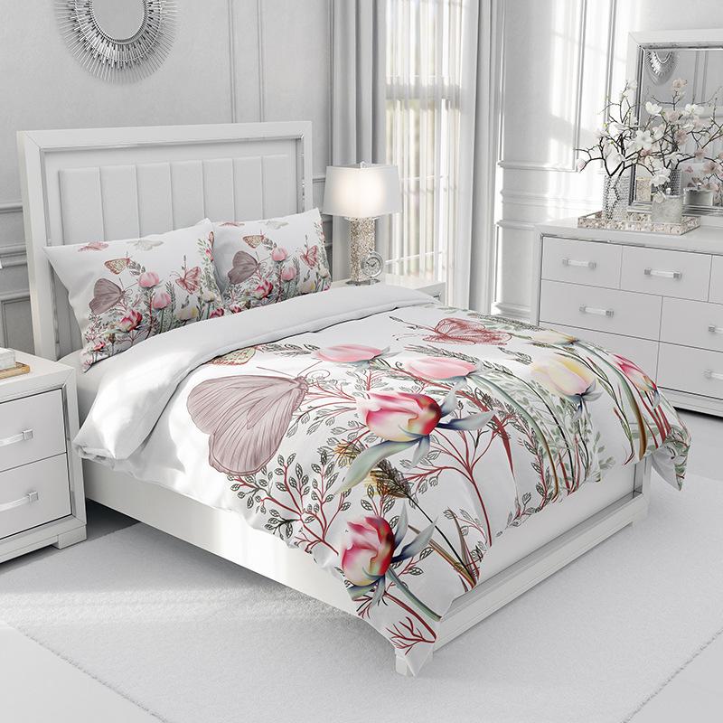 Bedding Three-Piece Summer Padded Bed Cover Digital Printing Abrasive Quilt Cover