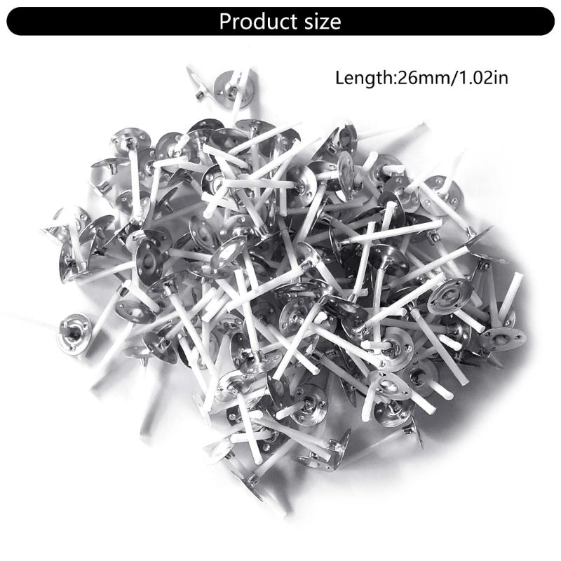 200Pcs Smokeless Natural Coated Cotton Candle Wicks Cores with Metal Tabs Base for DIY Tealight Candle Making Supplies