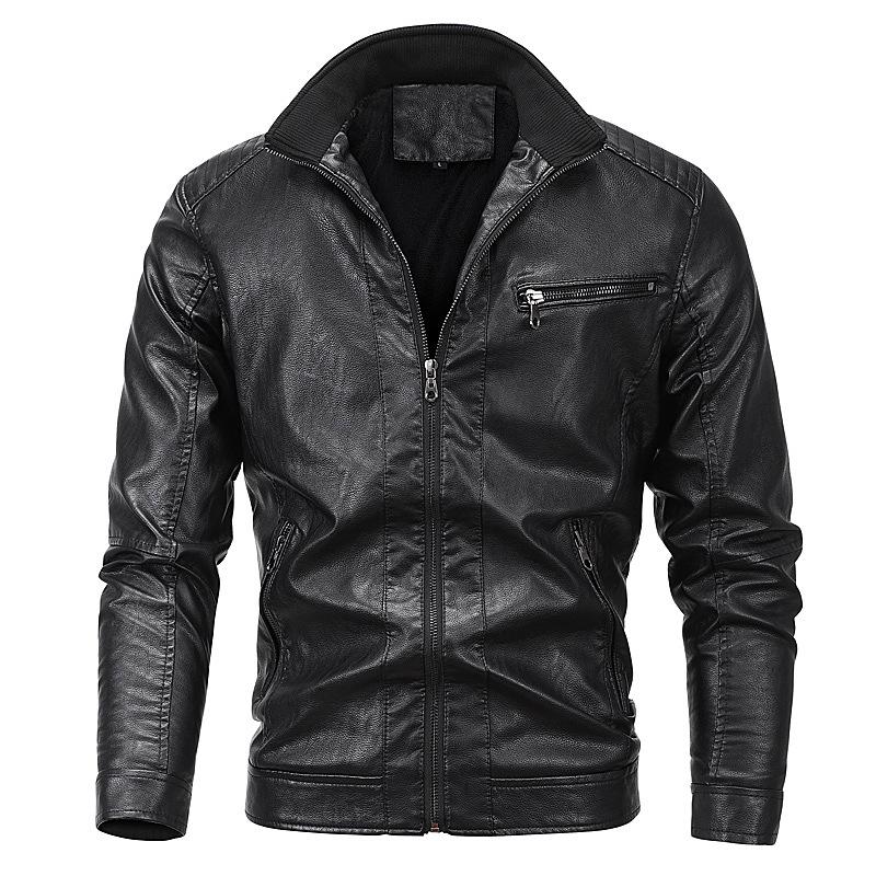 Autumn and Winter Outdoor Thick Leather Jacket Men's Warm Jacket Men's Motorcycle Leather Jacket Men's Clothing