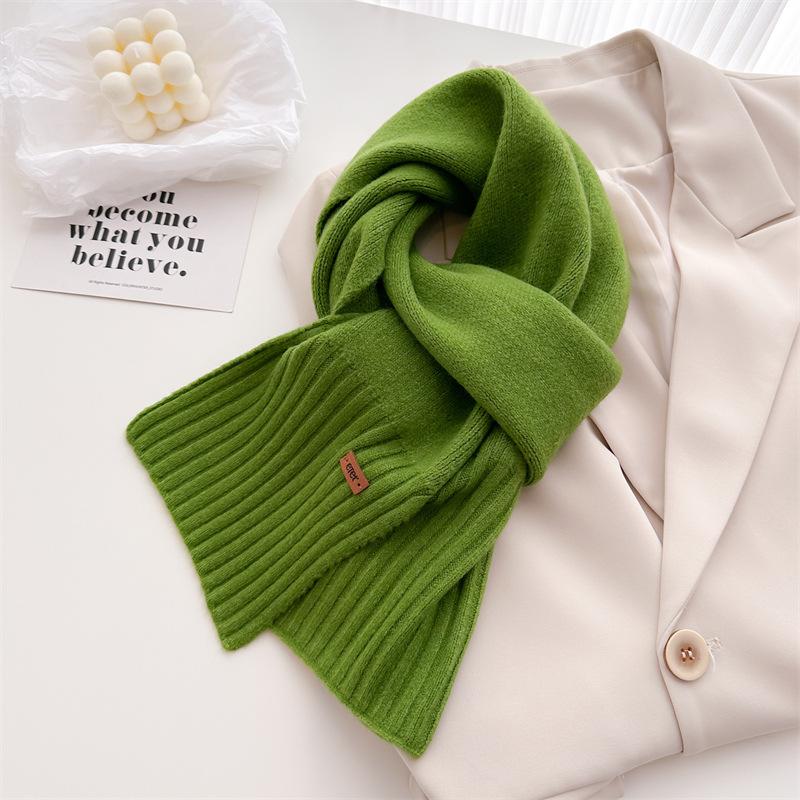 Korean Version Of Simple Soft Waxy Knitted Wool Scarf Medium And Long Shawl Scarf Versatile Warm And Cold Autumn And Winter Women